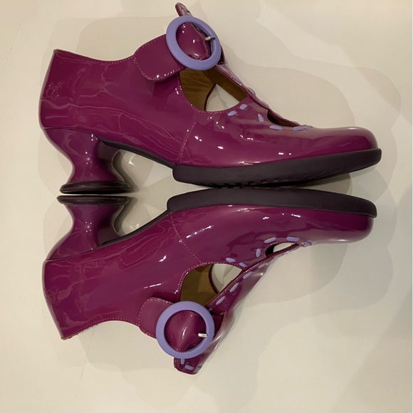 John Fluevog Shoes - Fluevog enthusiasts purple patent heels.  Adjustable buckle.  Gorgeous!